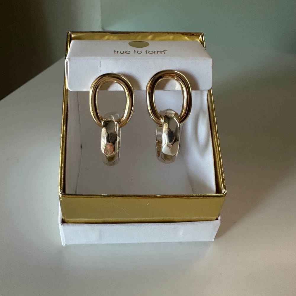 Gold and Silver Sculptural Hoop Earrings